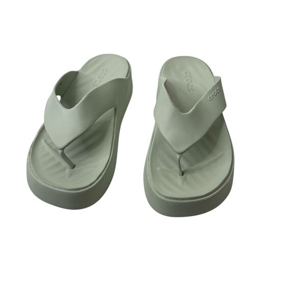 Crocs Getaway Platform Flip Flops Mint Green Sz 9 Thong Sandals Beach Comfort - Picture 2 of 9
